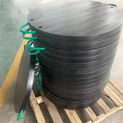 أسود جولة HDPE جاك لوحة القدم لوحة بلاستيكية رافعة مداد للرافعات المتنقلة